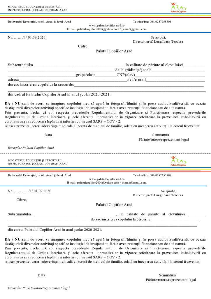 Fișă de înscriere 2020-2021 1 cerere inscriere Arad 2020 2021 page0001