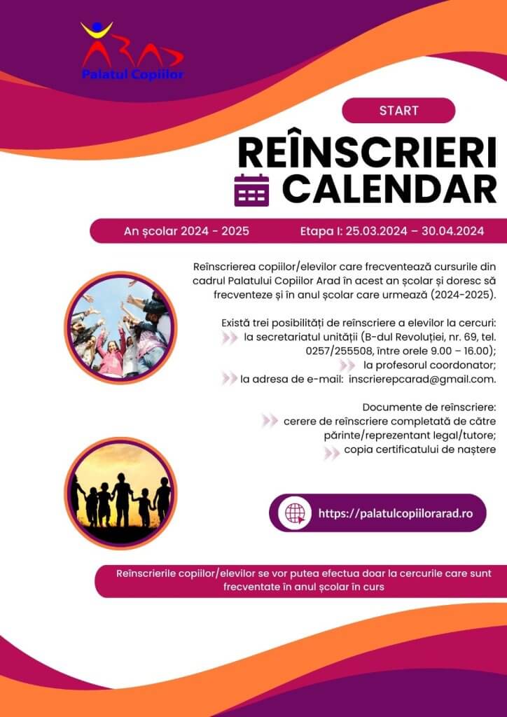 Reînscrieri pentru anul școlar 2024-2025- etapa I 2 ORAR REINSCRIERI